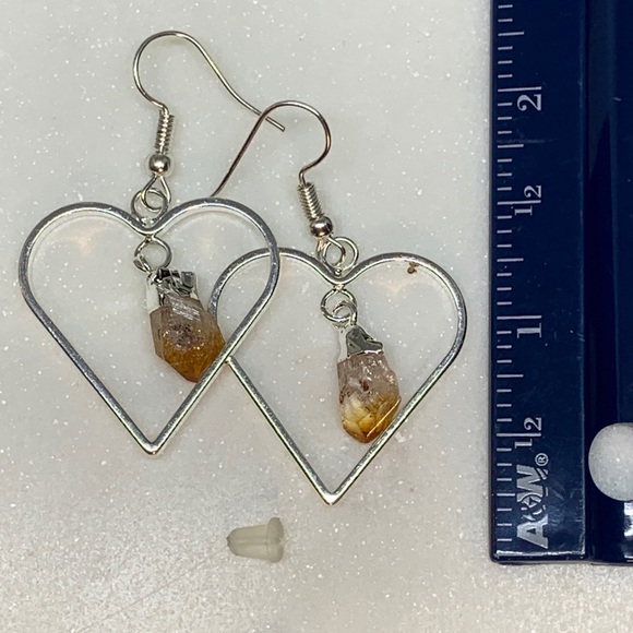 Heart Shaped Citrine Point Earrings - Picture 7 of 16